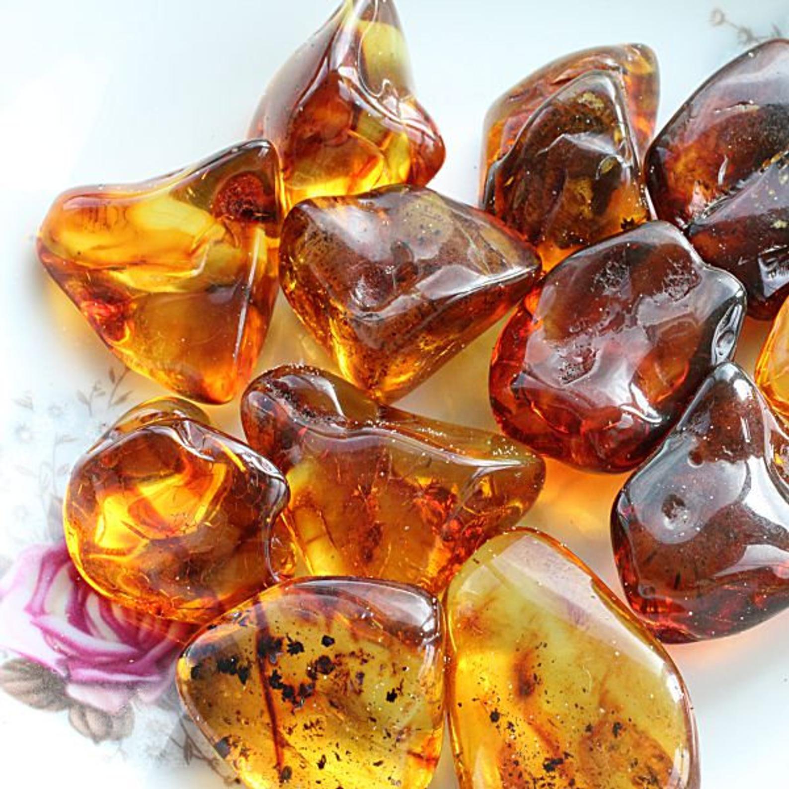 healing crystals, Amber Tumbled Stone