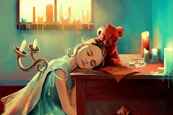 Art-painting-font-b-fantasy-b-font-children-girls-sleepy-afternoon-font ...